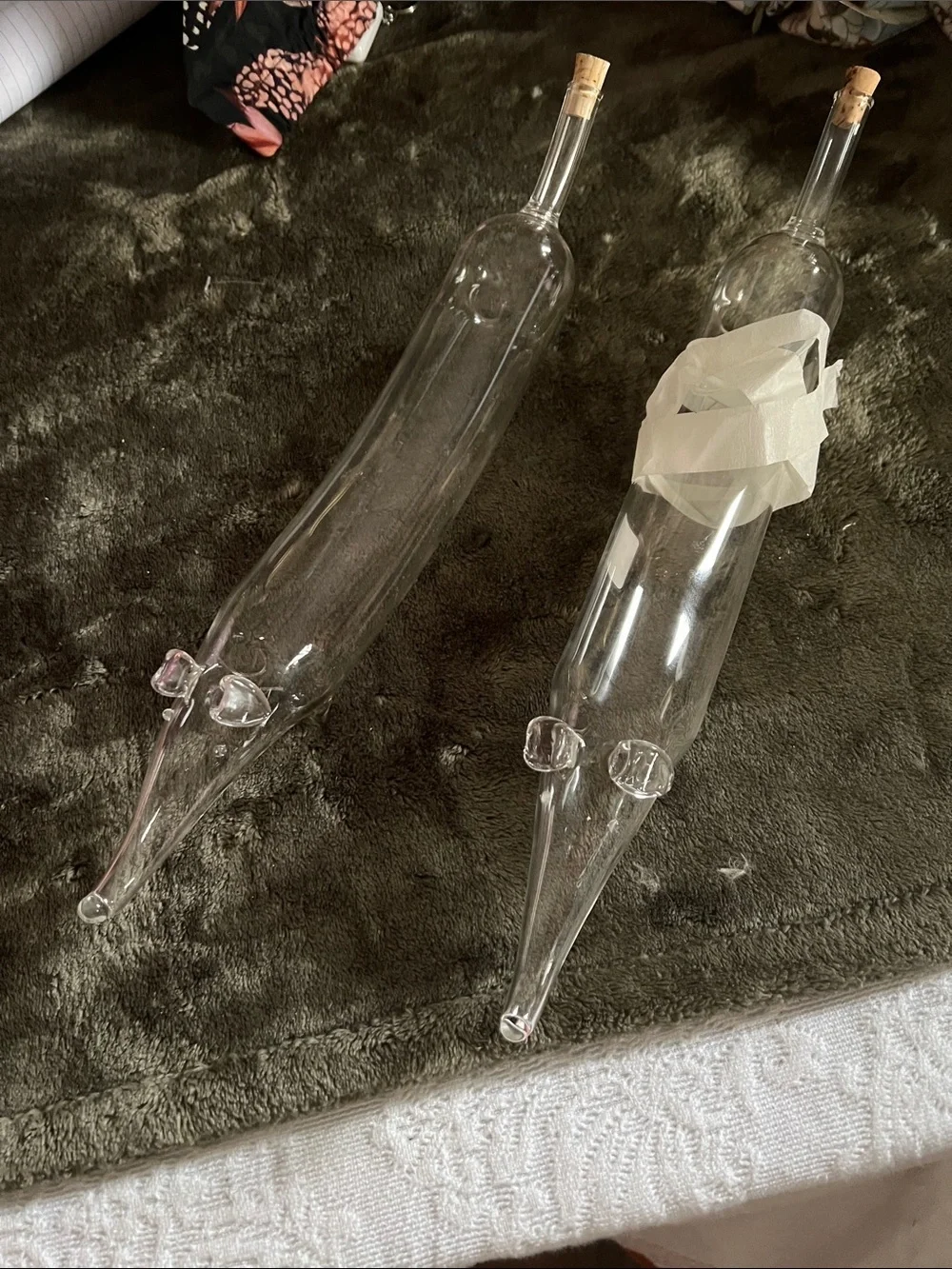 Hand Blown Glass Dachshund Oil & Vinegar Cruet Set | Wiener Dog Kitchen Decor